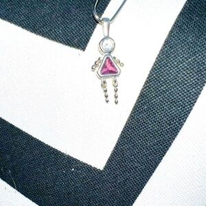 𝅺JEWELRY 925 Stamped Sterling Silver Necklace Figure Pink